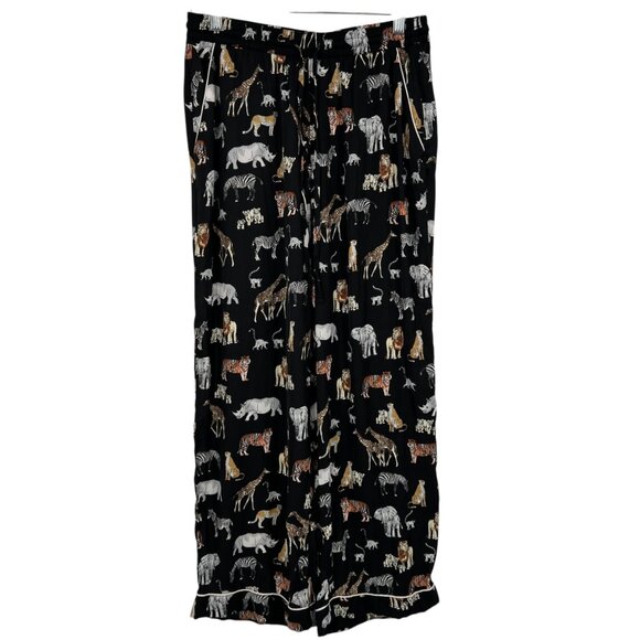 Banana Republic Animal Safari Print Pajama Set Black Multicolor Size Medium - Picture 8 of 14